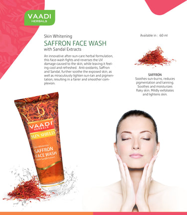 Vaadi Herbals Value Pack of Skin Whitening Saffron Face Wash with Sandal Extract, 4 x 60ml
